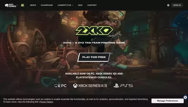 2xko.riotgames.com homepage screenshot