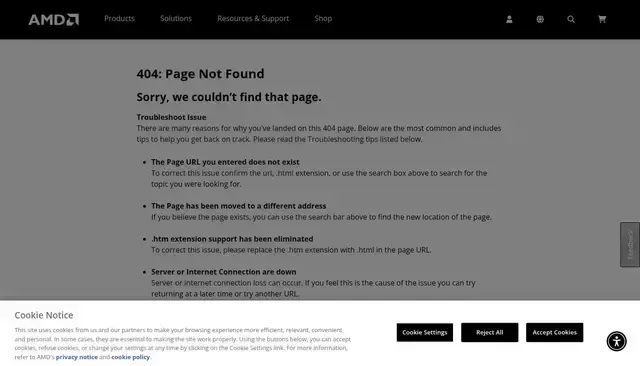 amd.com homepage screenshot