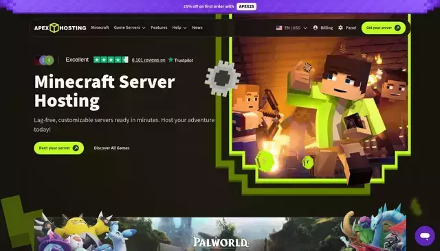 apexminecrafthosting.com homepage screenshot