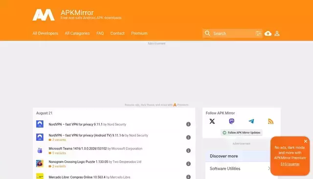 apkmirror.com homepage screenshot