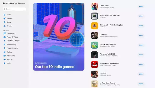 apps.apple.com homepage screenshot