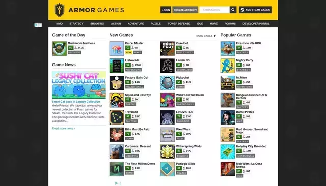 armorgames.com homepage screenshot