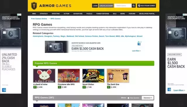 armorgames.com homepage screenshot