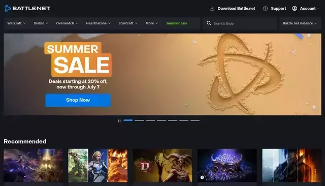 battle.net homepage screenshot