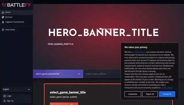 battlefy.com homepage screenshot
