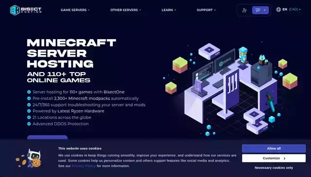 bisecthosting.com homepage screenshot