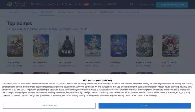 bluestacks.com homepage screenshot