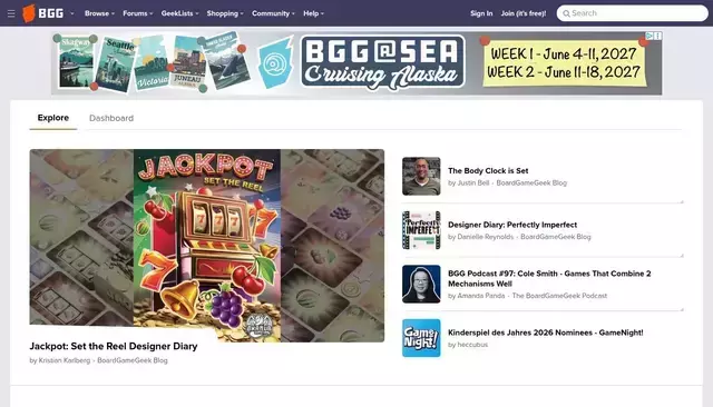 boardgamegeek.com homepage screenshot