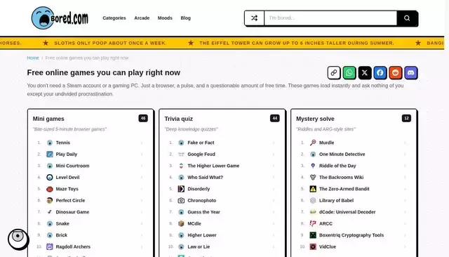 bored.com homepage screenshot