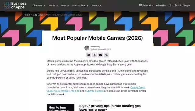 businessofapps.com homepage screenshot