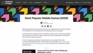 Business Of Apps Most Popular Mobile Games (2026) - Business of Apps