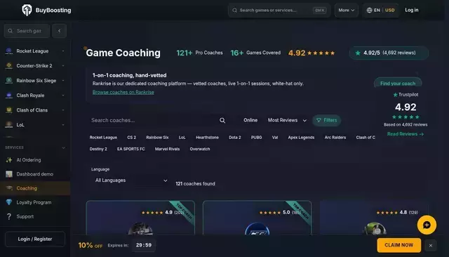 buyboosting.com homepage screenshot