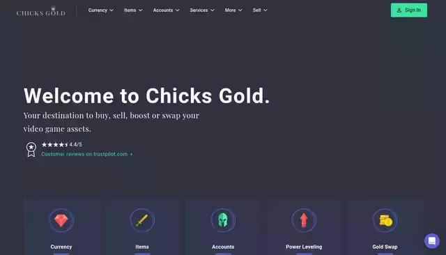 chicksgold.com homepage screenshot