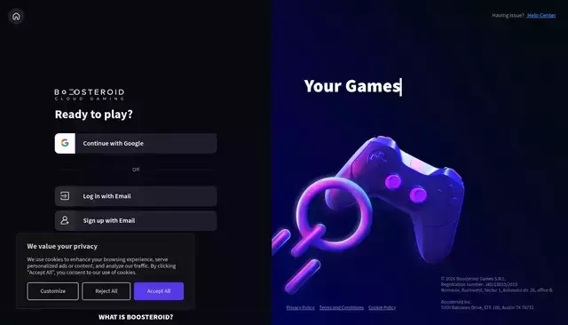 cloud.boosteroid.com homepage screenshot