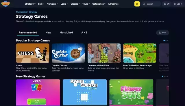 coolmathgames.com homepage screenshot