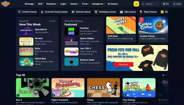 coolmathgames.com homepage screenshot