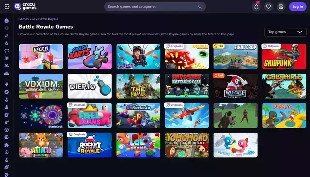 crazygames.com homepage screenshot