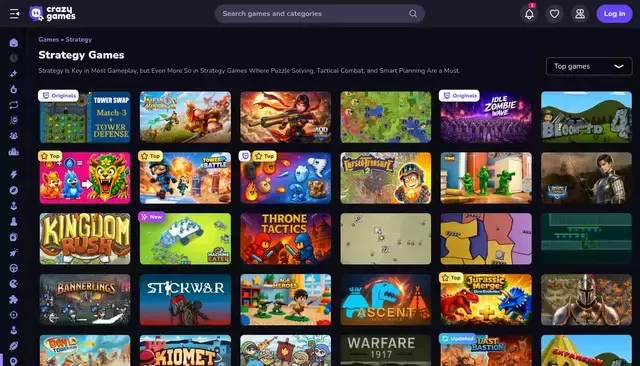 crazygames.com homepage screenshot