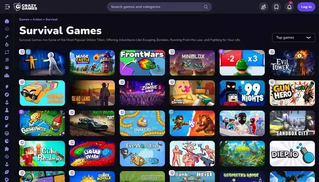 crazygames.com homepage screenshot