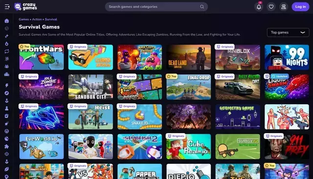 crazygames.com homepage screenshot