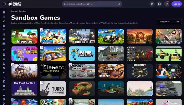 crazygames.com homepage screenshot