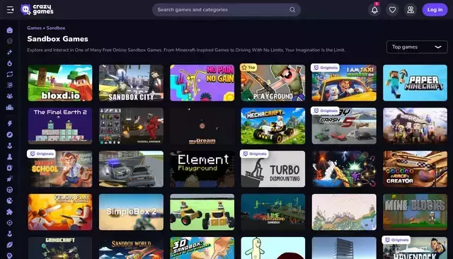 crazygames.com homepage screenshot