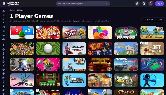 crazygames.com homepage screenshot