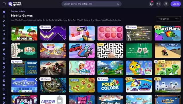 crazygames.com homepage screenshot