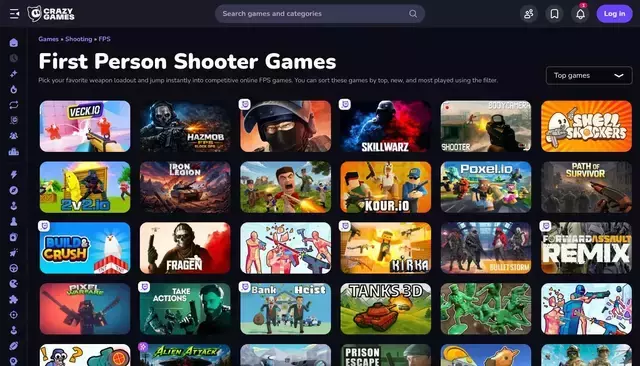 www.crazygames.com homepage screenshot