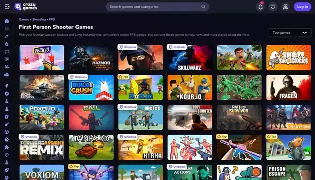 crazygames.com homepage screenshot