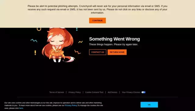 crunchyroll.com homepage screenshot