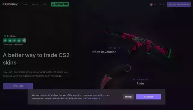 cs.money homepage screenshot