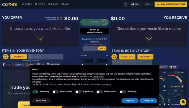 cs.trade homepage screenshot