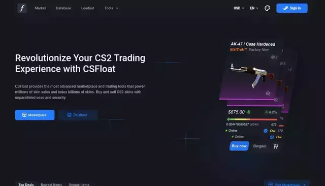 csfloat.com homepage screenshot