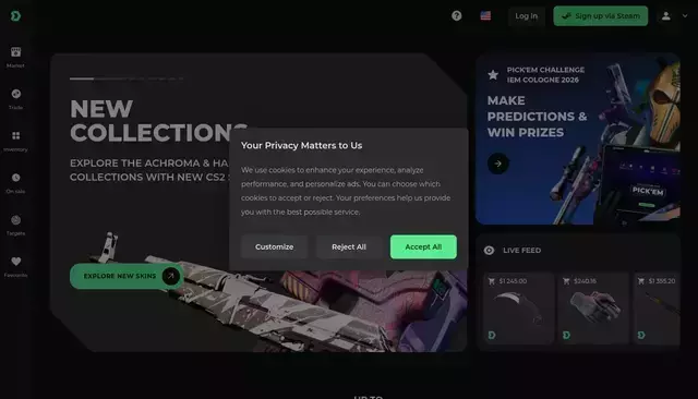 dmarket.com homepage screenshot