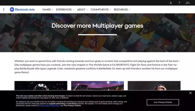 ea.com homepage screenshot