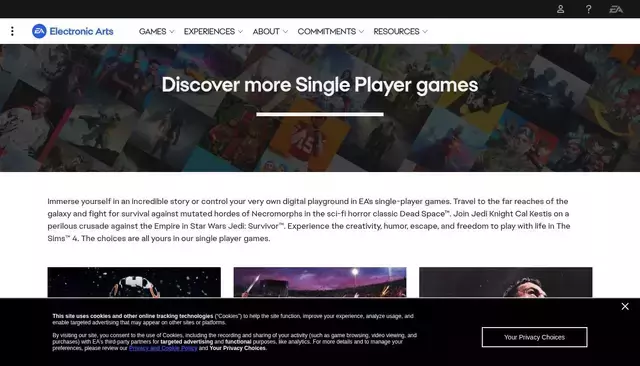 ea.com homepage screenshot