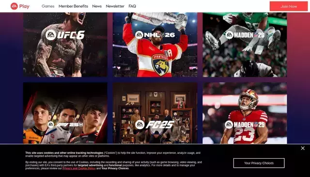 ea.com homepage screenshot