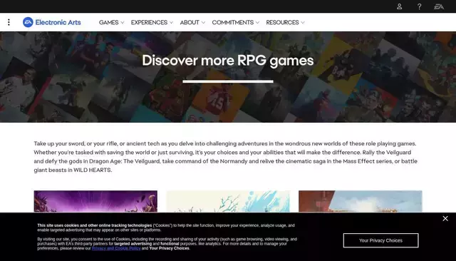 ea.com homepage screenshot