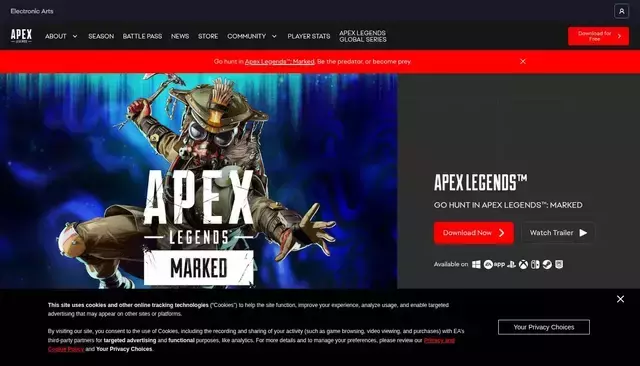 ea.com homepage screenshot