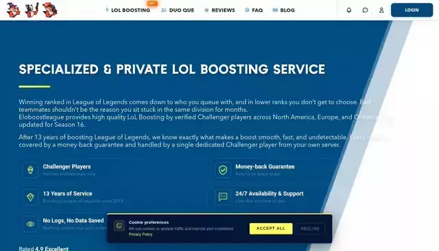 eloboostleague.com homepage screenshot