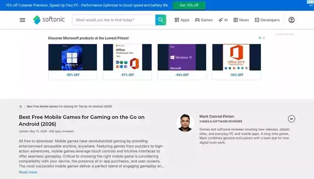 en.softonic.com homepage screenshot
