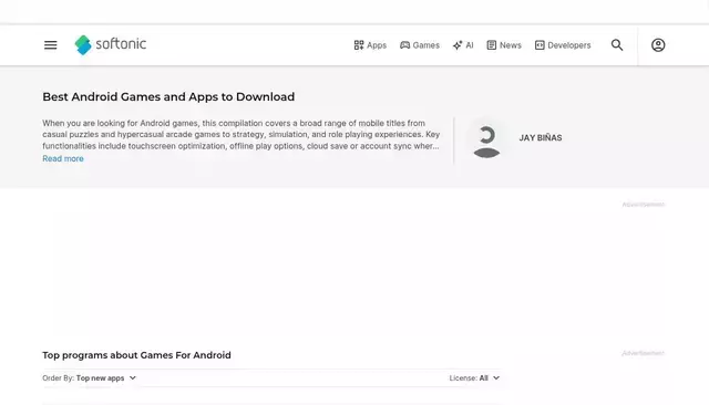 en.softonic.com homepage screenshot