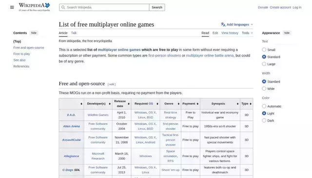 en.wikipedia.org homepage screenshot