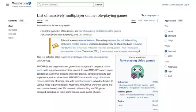 en.wikipedia.org homepage screenshot