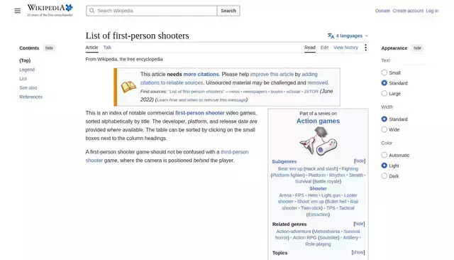 en.wikipedia.org homepage screenshot