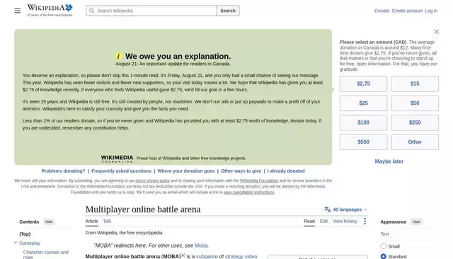 en.wikipedia.org homepage screenshot