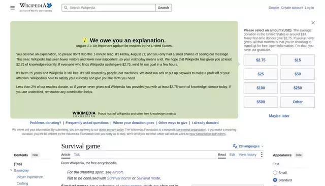 en.wikipedia.org homepage screenshot