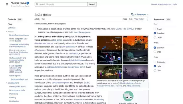 en.wikipedia.org homepage screenshot