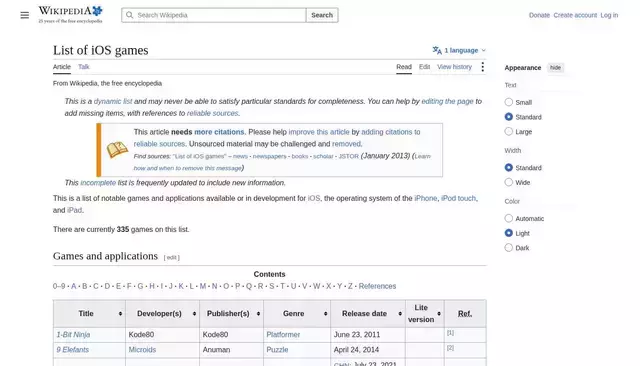 en.wikipedia.org homepage screenshot